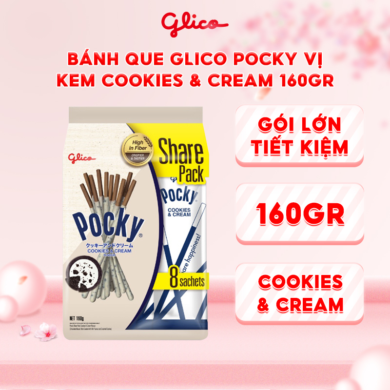 Bánh que Glico Pocky vị Kem Cookies & Cream 160gr