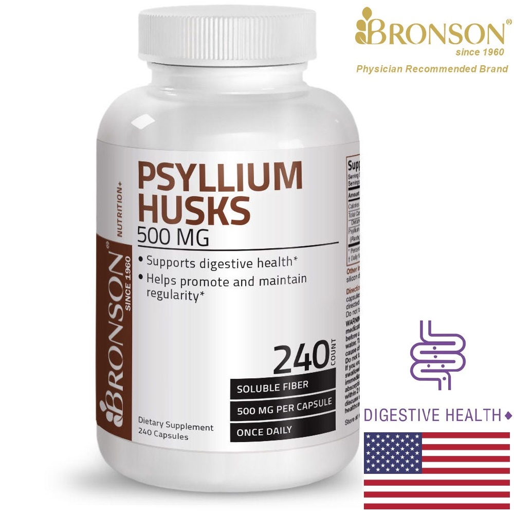 Organic Vitamin Psyllium Husks 500mg - 240 viên Mỹ - Chất xơ chống táo bón