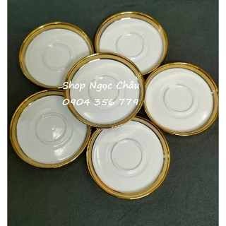 Set 6 Đĩa sứ viền vàng cao cấp