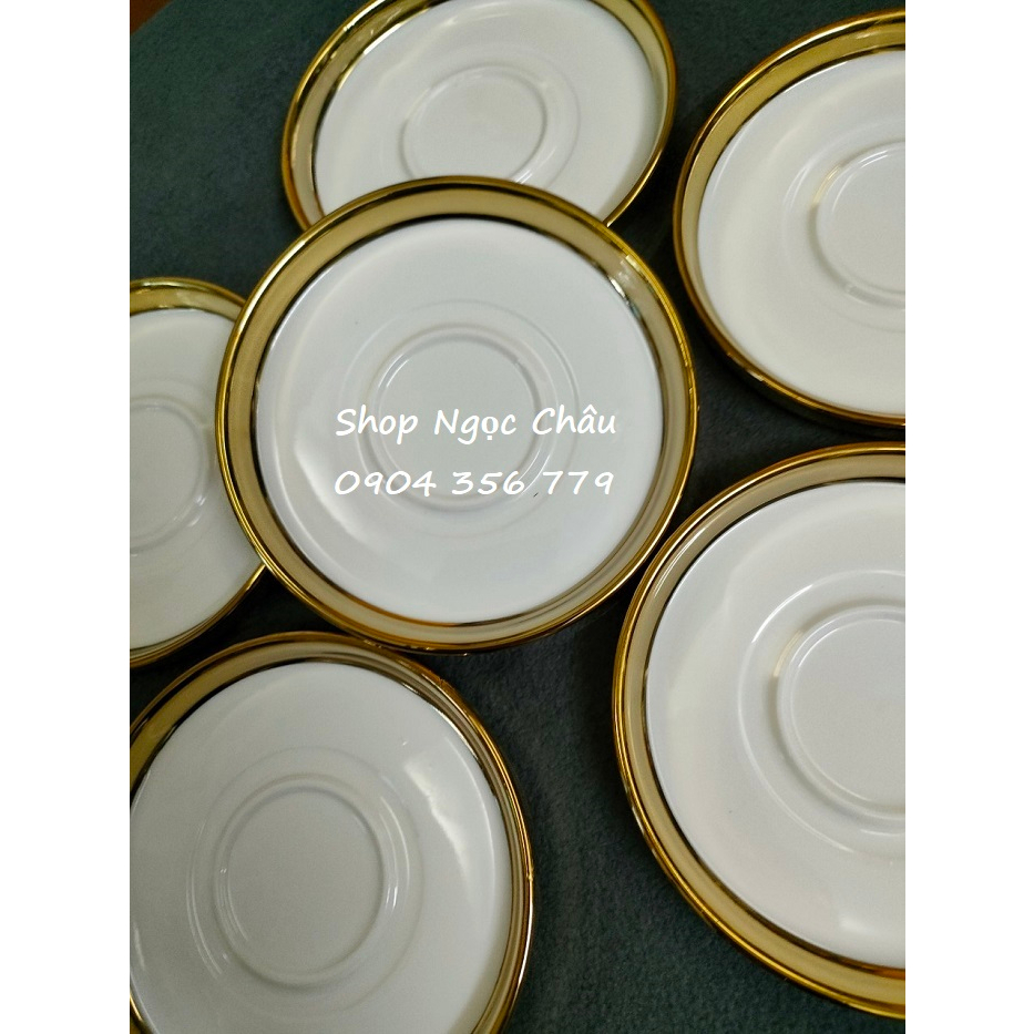 Set 6 Đĩa sứ viền vàng cao cấp