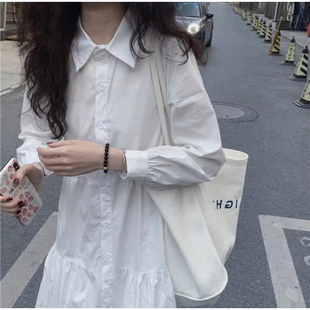 Váy sơ mi nữ babydoll dài tay 29feb.closet dáng ngắn xòe nhẹ nhàng thời trang thu đông - V140