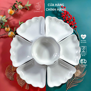 Bộ bát đĩa hoa mặt trời giá rẻ - Set bát dĩa đẹp thắp hương thờ cúng gia tiên (loại 2) - Chàng Sứ