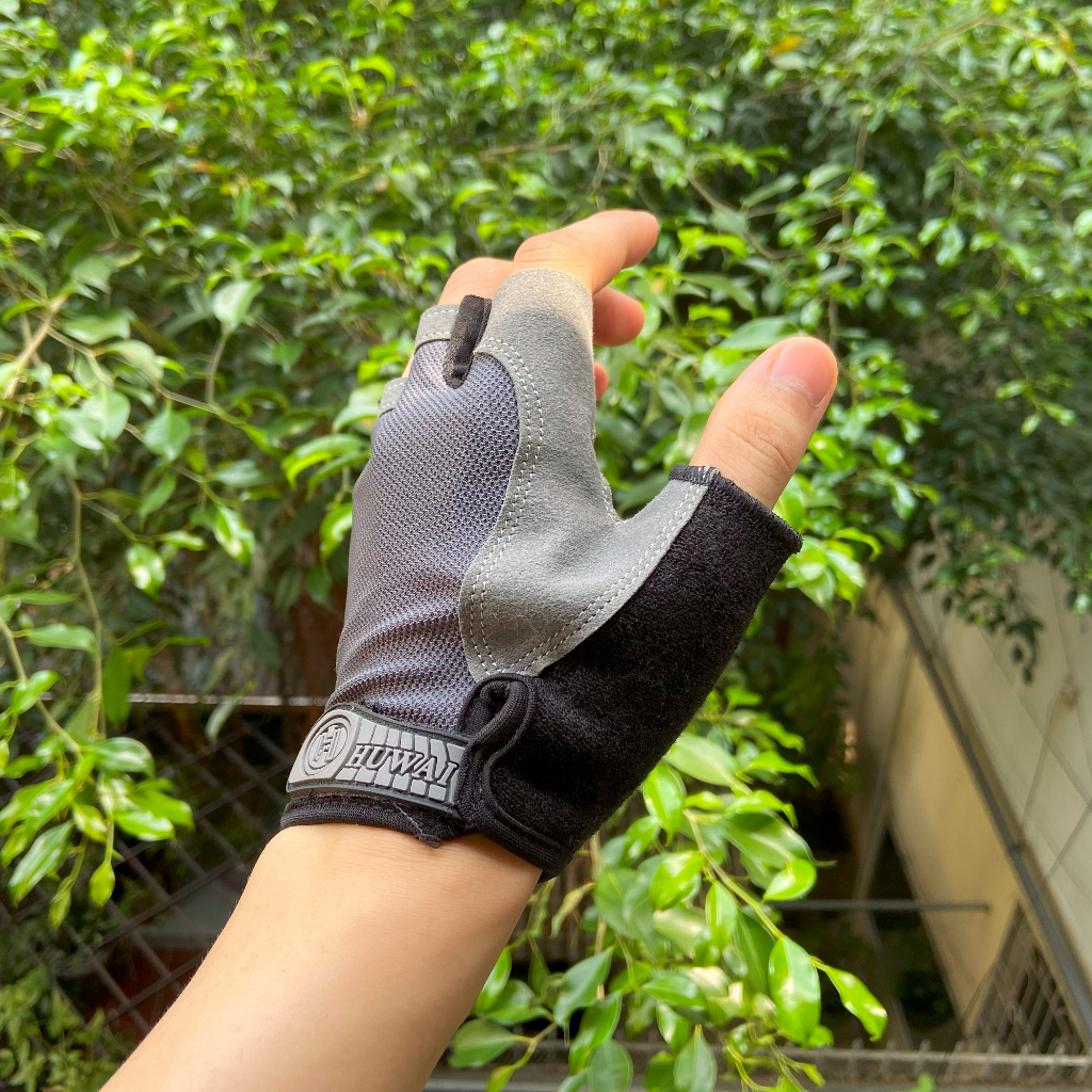 Đôi Găng Tay Hở Ngón Chạy Xe Đạp Chống Trượt Màu Xám Cỡ XL