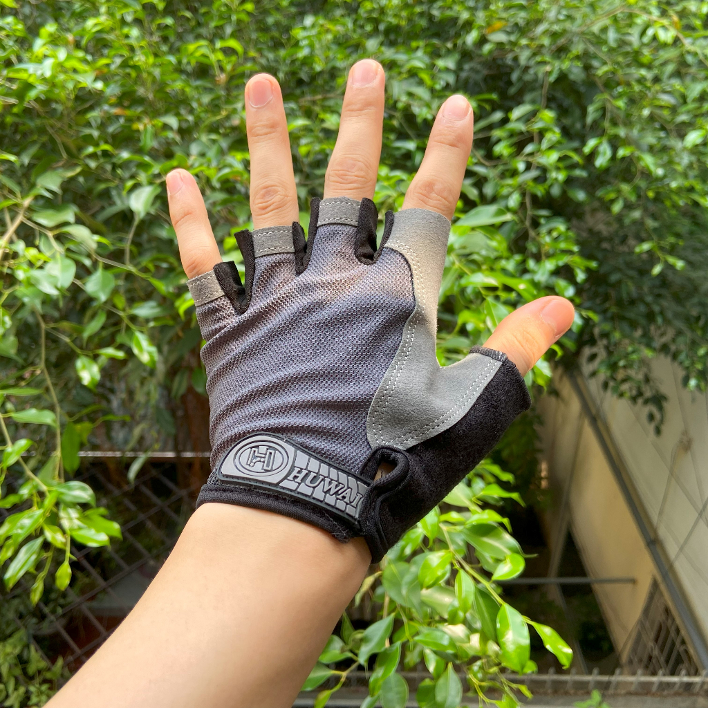 Đôi Găng Tay Hở Ngón Chạy Xe Đạp Chống Trượt Màu Xám Cỡ XL
