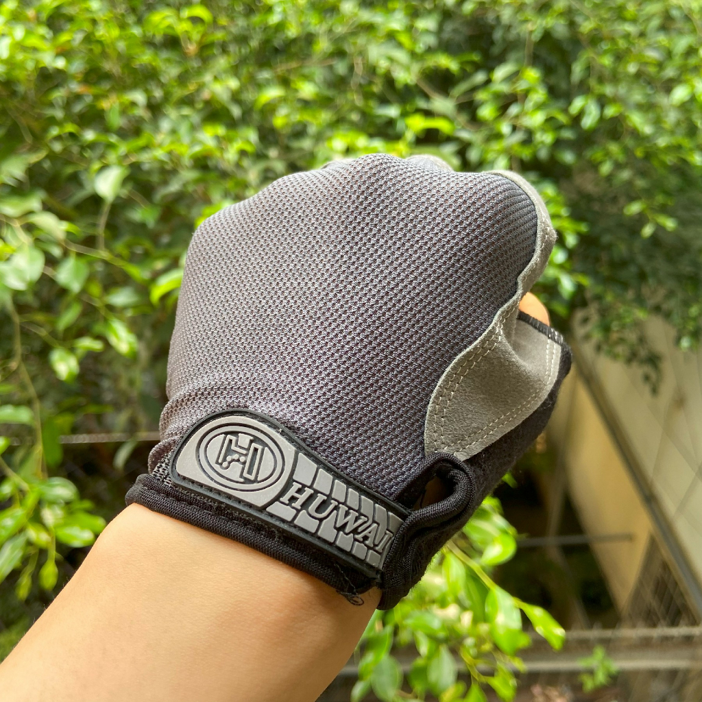 Đôi Găng Tay Hở Ngón Chạy Xe Đạp Chống Trượt Màu Xám Cỡ XL