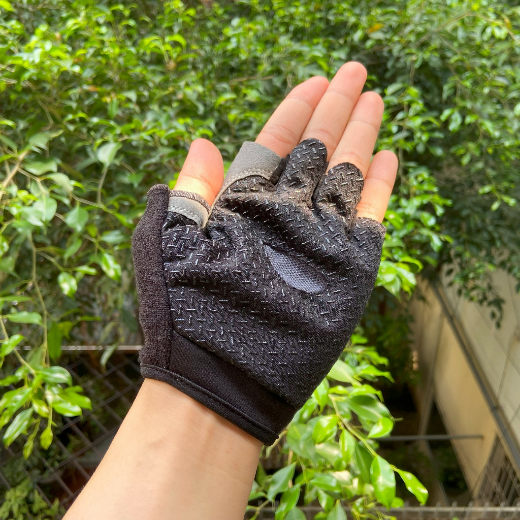 Đôi Găng Tay Hở Ngón Chạy Xe Đạp Chống Trượt Màu Xám Cỡ XL