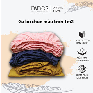 Ga giường bo chun cotton Ninos cao cấp trơn màu 120x200 cm, drap trải nệm bo thun vải Hàn Quốc