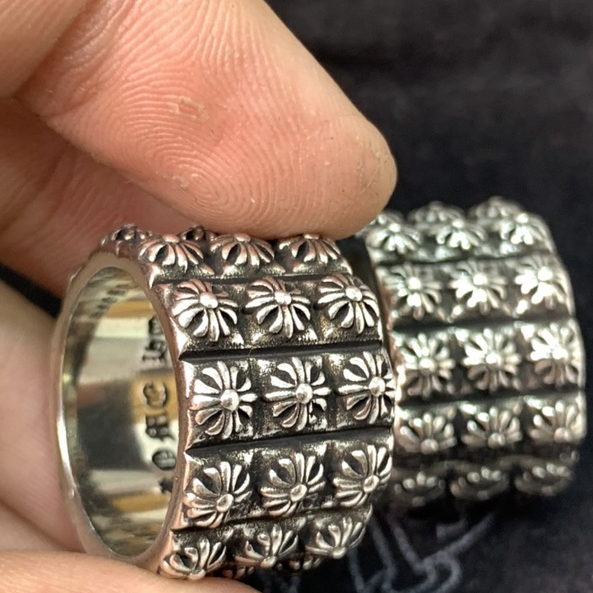 Nhẫn unisex Chrome Heart Pete Punk 3 stack bạc full box - Shop Lộc Độc Và Lạ.