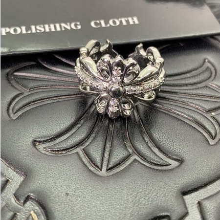 Nhẫn Chrome Heart Double Floral fulldiamond bạc fullbox cao cấp.