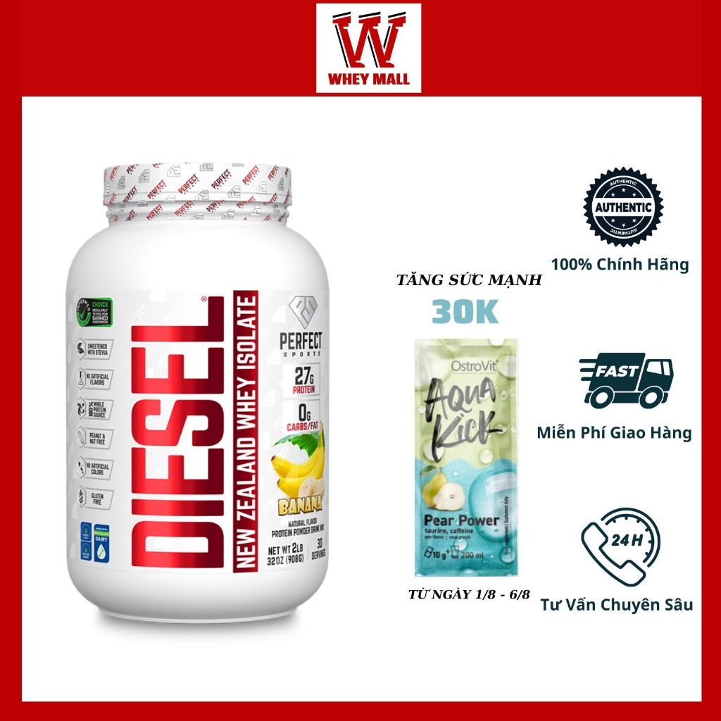 Diesel New Zealand Whey Isolate 2Lbs (908g) - Sữa Dinh Dưỡng Tăng Cơ - Perfect Sports
