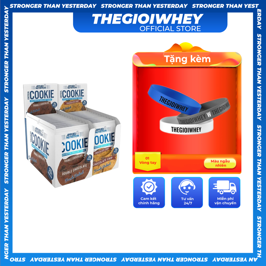 AppliedNutrition COOKIE high protein bar 1 Hộp 12 Cái , Bánh Quy Ăn Kiêng, Ăn Trước Tập