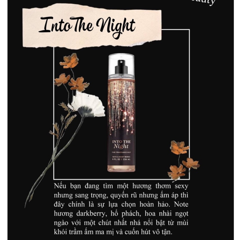 Xịt Thơm Body Victoria/Bath & Body Works Into The Night 236ML