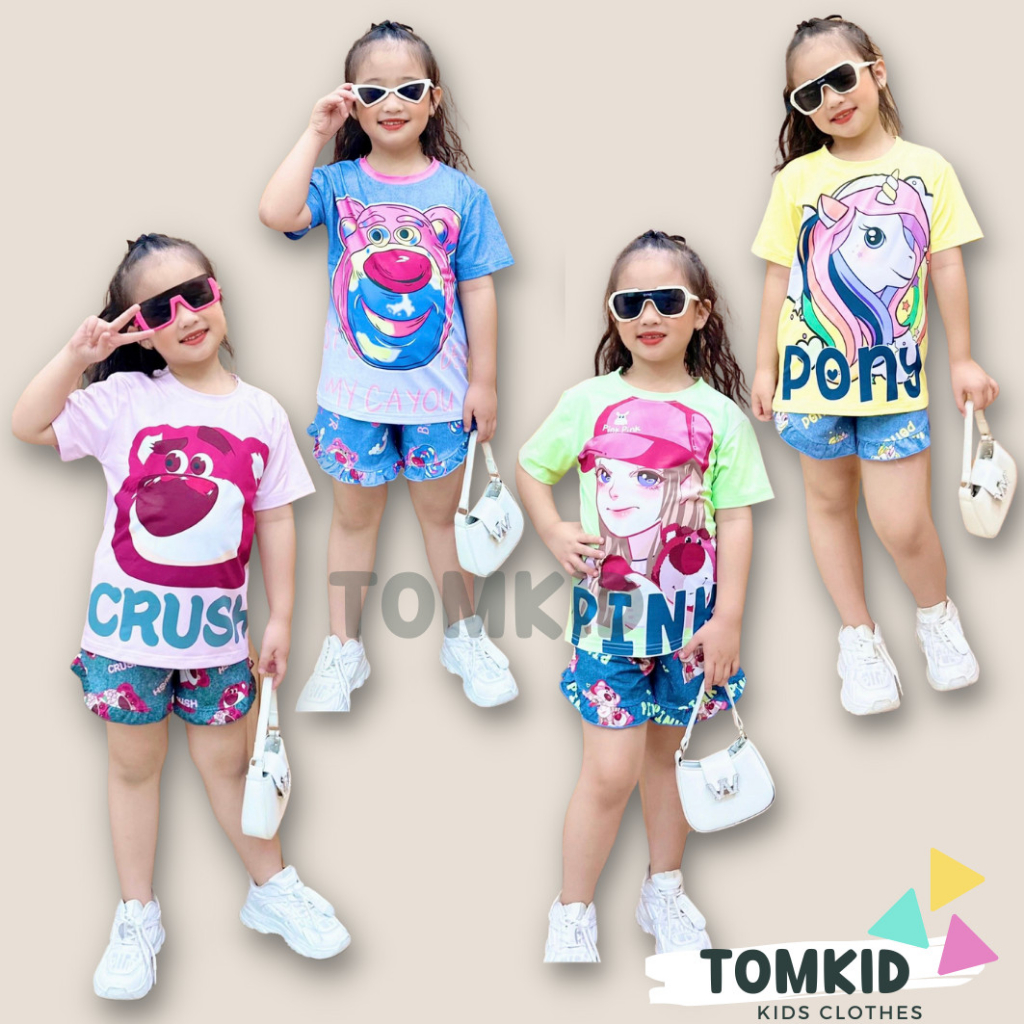 Đồ bộ cho bé gái đồ NGỐ cho bé gái thun lạnh chính phẩm loại 1 GIẢ JEAN co giãn không nhão vải 9-42kg Tomkids