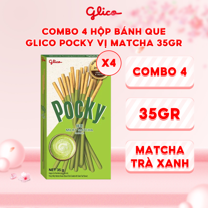 Combo 4 hộp Bánh que Glico Pocky vị Matcha 35gr