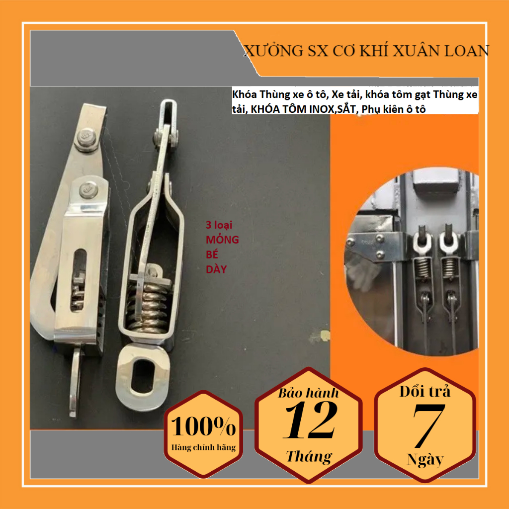 Khóa Thùng xe ô tô,Xe tải,khóa tôm gạt Thùng xe tải,KHÓA TÔM INOX,SẮT Xuân Loan dùng để gắn vào thành thùng xe tải