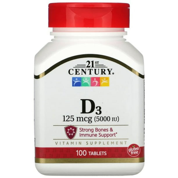 [Mỹ] Viên uống bổ sung Vitamin D3 hỗ trợ xương, răng và hệ miễn dịch 21st Century D 5000 IU 100 viên