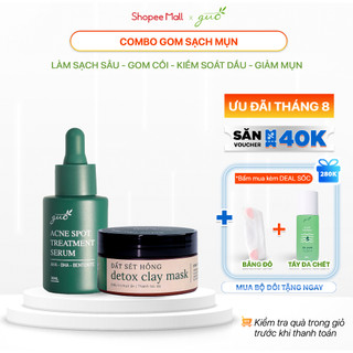 Combo serum mụn và mặt nạ đất sét [gom khô cồi, giảm mụn, mờ thâm 99% khách feedback hiệu quả] GUO