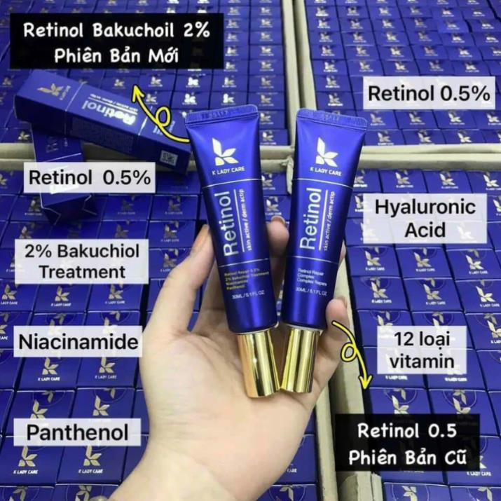 Kem Retinol 30ml Bản mới có thêm Bakuchiol 2% giúp trẻ hóa, căng bóng làn da