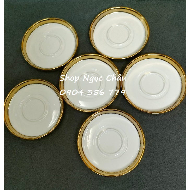 Set 6 Đĩa sứ viền vàng cao cấp