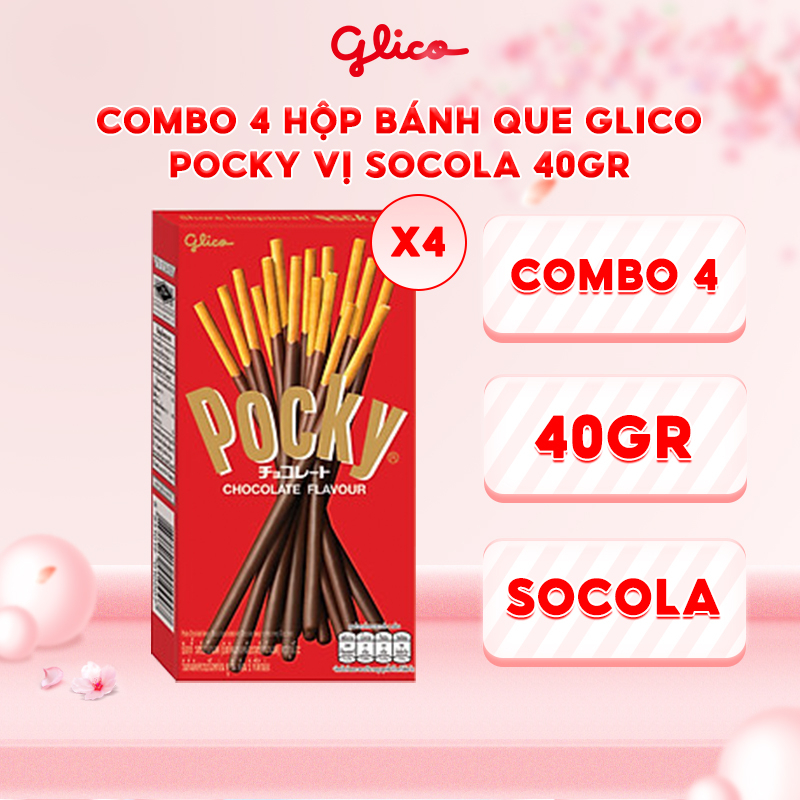 Combo 4 hộp Bánh que Glico Pocky vị Socola 40gr