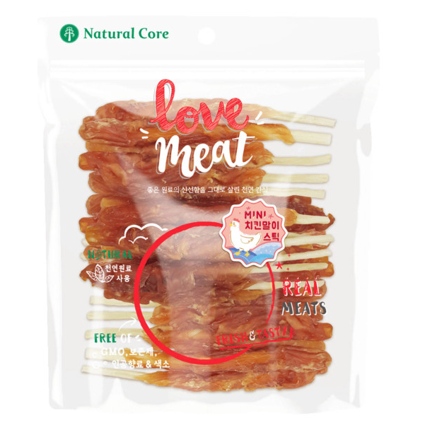 Snack Cho Chó Thịt Cuộn Da Bò Natural Core 160g