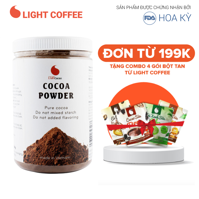 Bột Cacao nguyên chất không đường Light Coffee tốt cho sức khỏe - hũ 350g