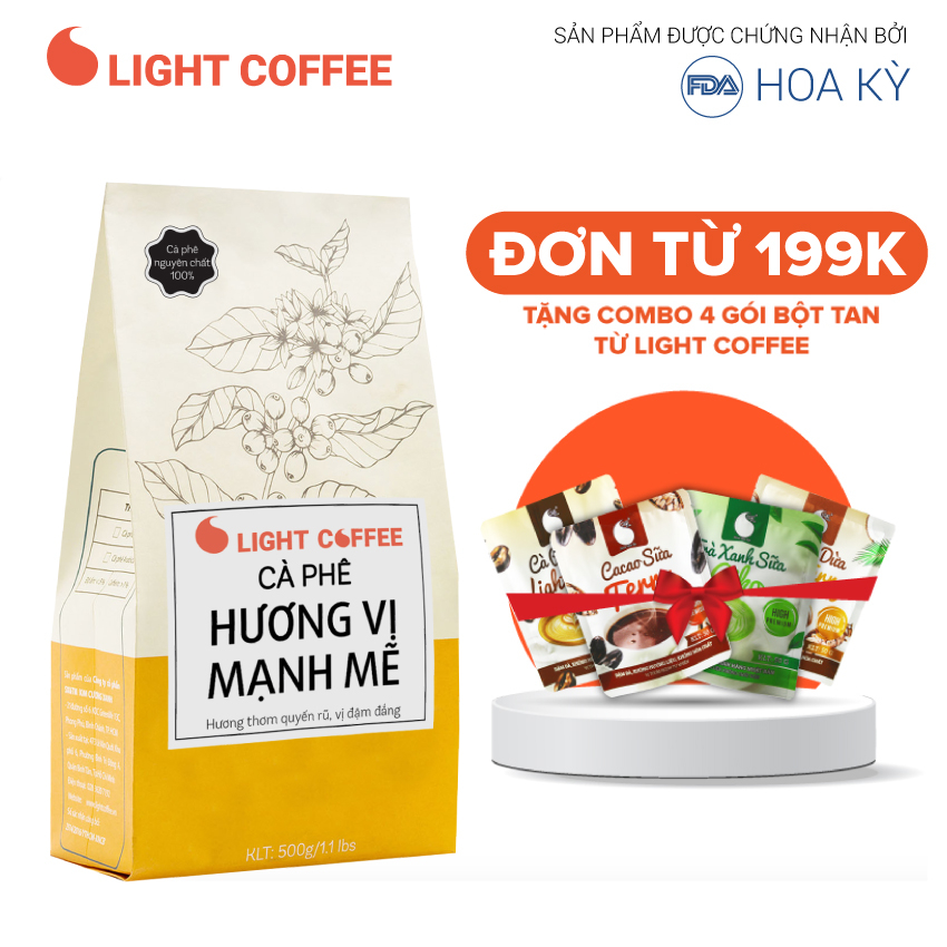 Cà phê nguyên chất 100% - Hương vị mạnh mẽ - Light Coffee Gói 500g