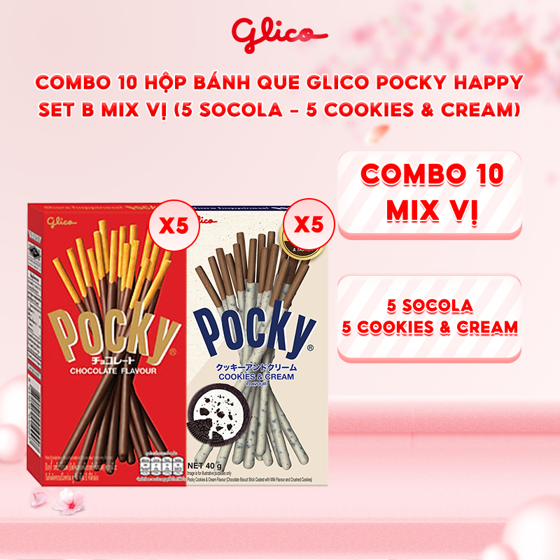 Combo 10 hộp Bánh que Glico Pocky Happy Set B mix vị