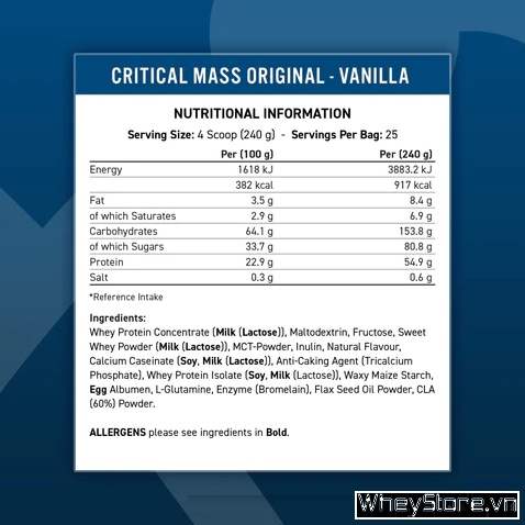 Sữa Tăng Cân Applied Critical Mass Original 6kg Chính Hãng