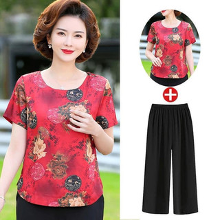 Bộ quần áo trung niên cho mẹ / Quần áo cho mẹ trung niên / Bộ đồ ống rộng cho mẹ