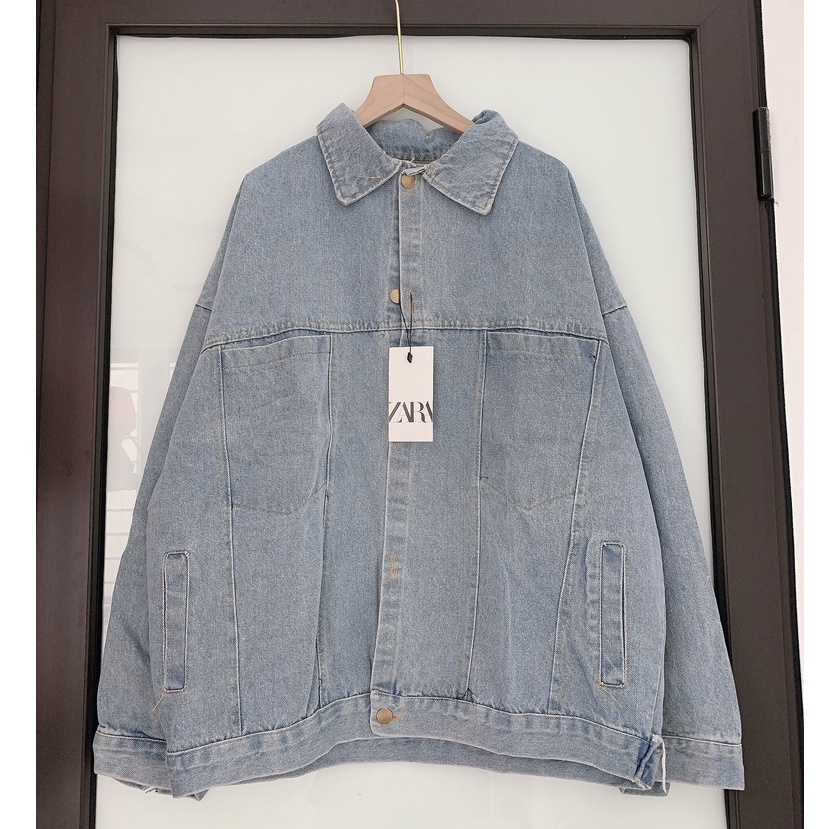 Áo khoác jeans phom rộng chất denim cao cấp kiểu dáng Hàn Quốc cao cấp