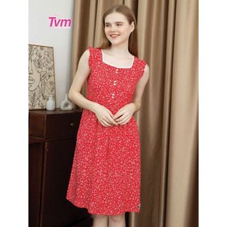 Đầm nữ sát nách DA623 Tvm Luxury Homewear, chất liệu tole