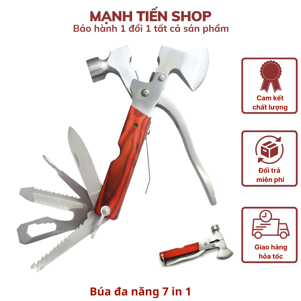 Búa kèm rìu đa năng 7 in 1 kèm túi