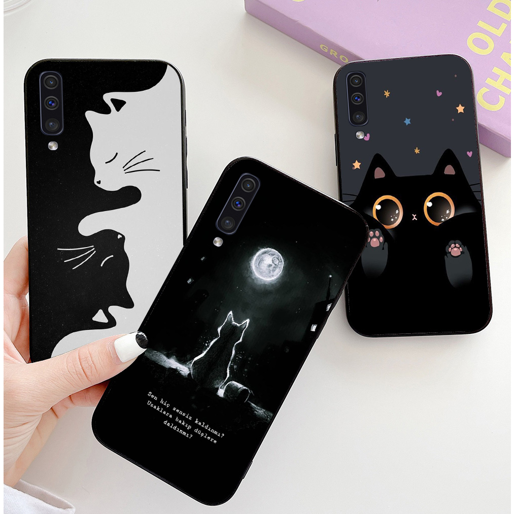 Ốp lưng Samsung a30s / ss a50 / ss a50s / ss a70 / a70s in hình chú mèo đen trắng cute phô mai que