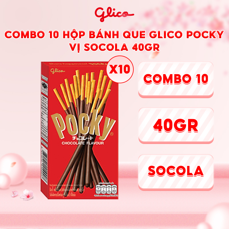 Combo 10 hộp Bánh que Glico Pocky vị Socola 40gr
