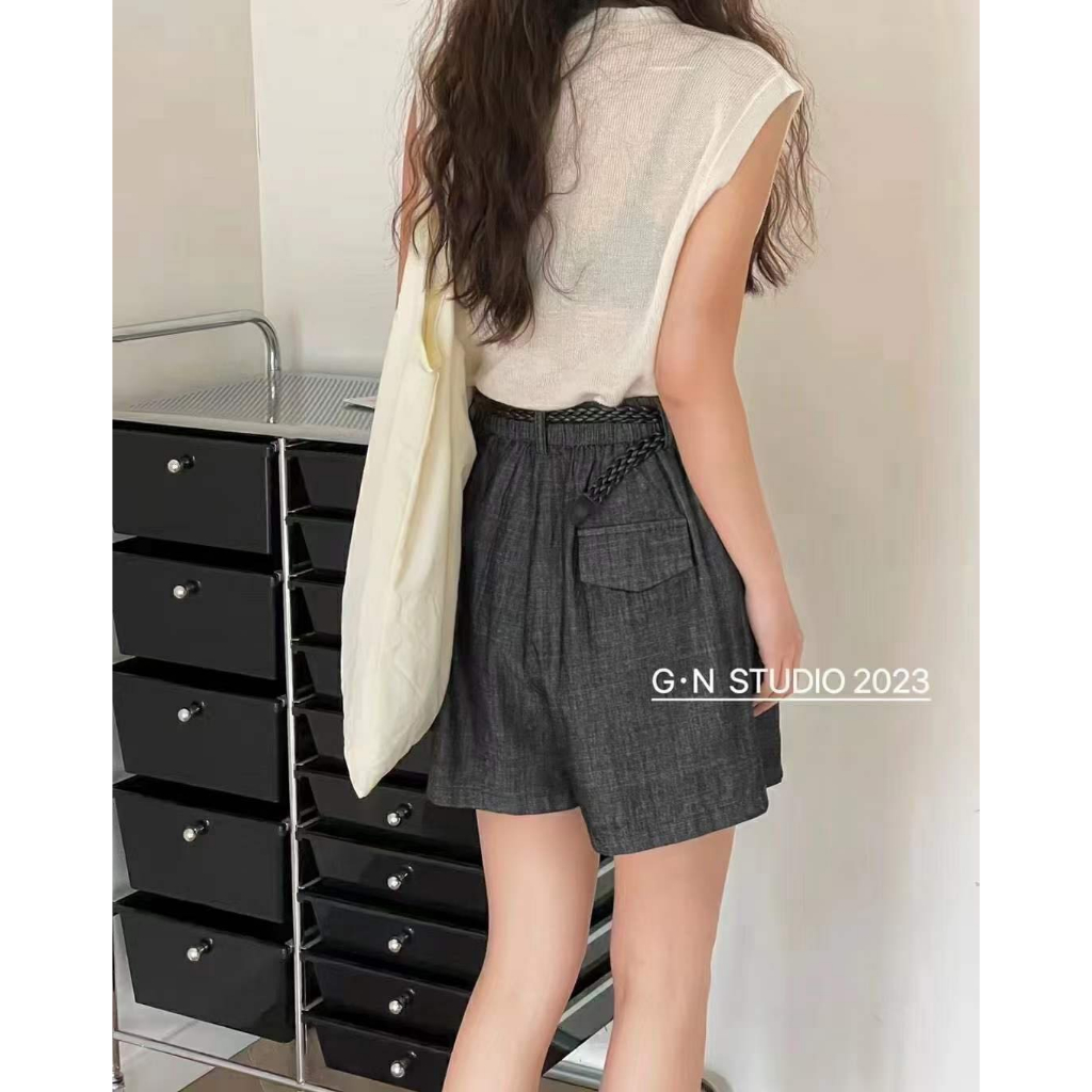 𝐋𝐘𝐂𝐇𝐄𝐍-Short denim ống rộng 2 màu