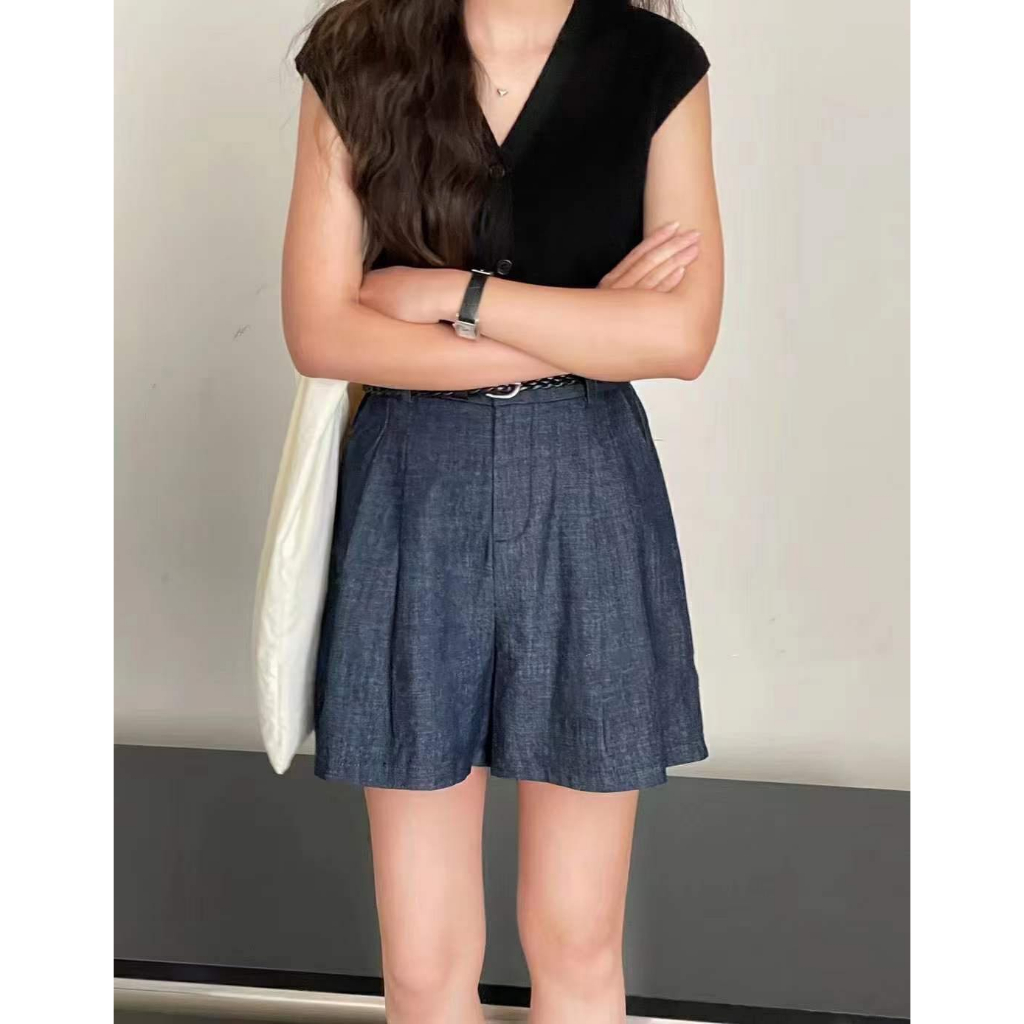 𝐋𝐘𝐂𝐇𝐄𝐍-Short denim ống rộng 2 màu