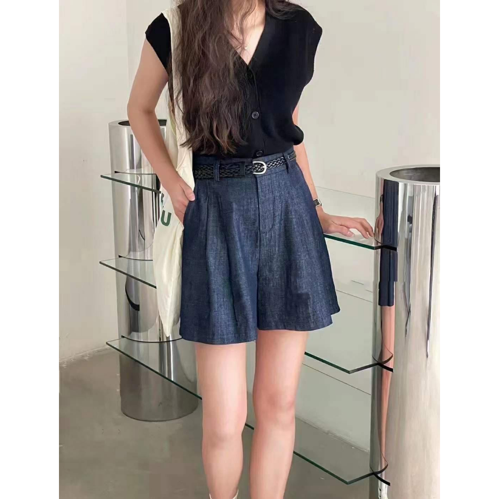 𝐋𝐘𝐂𝐇𝐄𝐍-Short denim ống rộng 2 màu