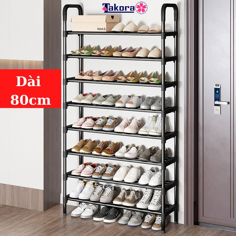 Kệ để giày dép 80cm, Giá đựng giày dép thông minh đa năng Takora 8 tầng, kệ được làm từ thép cacbon sơn tỉnh điện