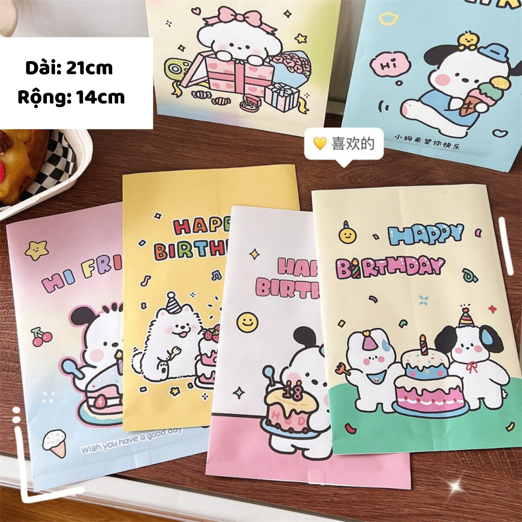 Túi giấy đựng quà mini cute, giấy gói hàng dễ thương tặng kèm sticker dán túi