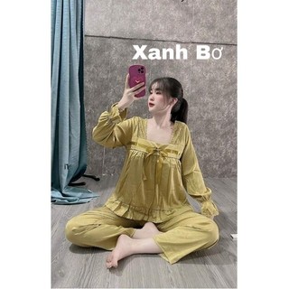 Bộ Pizama Ngủ Lụa Tay Dài Quần Dài