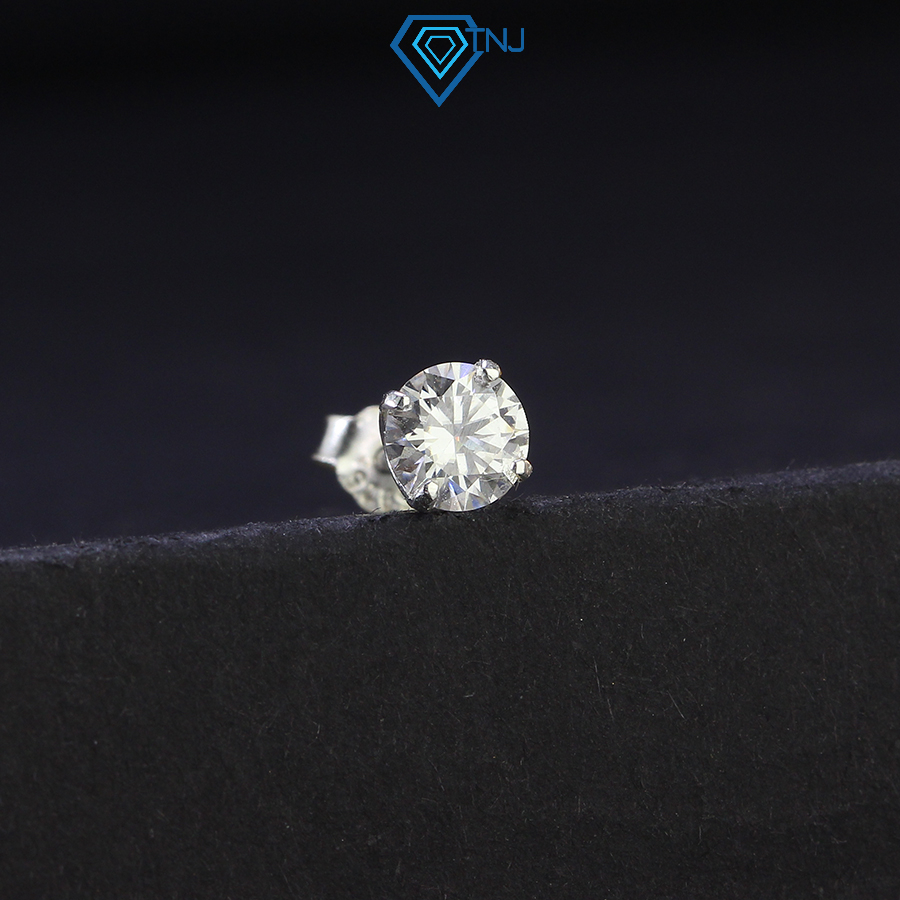 Khuyên tai kim cương Moissanite 5mm nụ xi bạch kim kiểm định GRA, đơn giản thanh lịch unisex BTAM0011 - Trang Sức TNJ