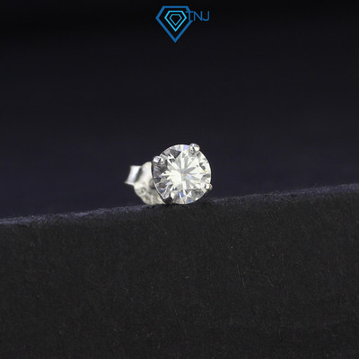 Khuyên tai Moissanite 5mm nụ xi bạch kim kèm thẻ tra cứu đá, đơn giản thanh lịch unisex BTAM0011 - Trang Sức TNJ