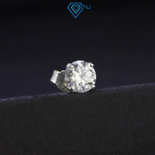 Bông tai kim cương Moissanite 6mm nụ xi bạch kim kiểm định GRA, phong cách thanh lịch unisex BTAM0012 - Trang Sức TNJ