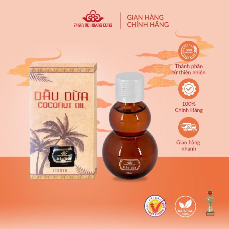 Dầu Dừa Nguyên Chất (30ml / 100ml) - Phấn Nụ Hoàng Cung