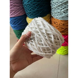 Dây thừng cotton mềm mịn không bụi kem size 3mm/ 4mm/ 5mm