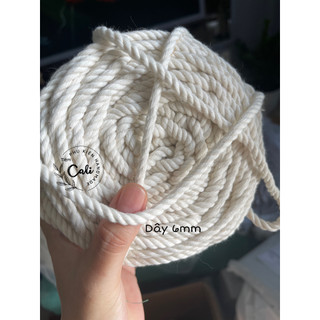 Dây thừng cotton mềm mịn không bụi kem size 3mm/ 4mm/ 5mm
