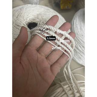 Dây thừng cotton mềm mịn không bụi kem size 3mm/ 4mm/ 5mm