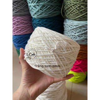 Dây thừng cotton mềm mịn không bụi kem size 3mm/ 4mm/ 5mm
