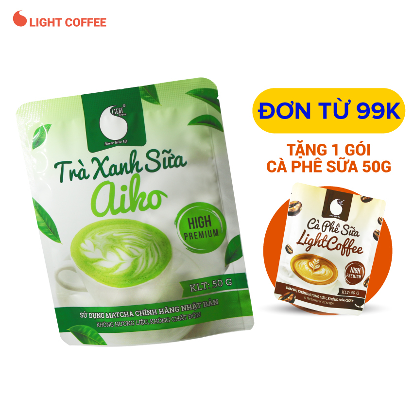 Bột trà xanh sữa Aiko, sử dụng matcha Nhật thơm ngon, tiện lợi Light Coffee - Gói 50g